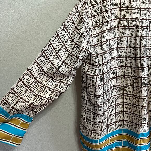 J.Crew Silk Twill Tunic Speckled Plaid Shirt Blouse XL Quiet Luxe Old Money Prep - Picture 8 of 10